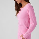 Rib Long Sleeve Henley Punk Pink