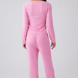 Rib Wide Leg Pant Punk Pink