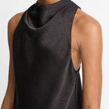 Cowl Neck Bias Top Black