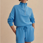 Hawley Half Zip Sweat Azure Blue