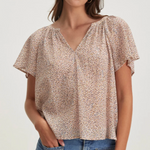 Park Printed Crinkle Cotton Gauze Top Blush