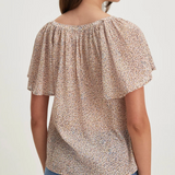 Park Printed Crinkle Cotton Gauze Top Blush