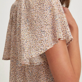 Park Printed Crinkle Cotton Gauze Top Blush