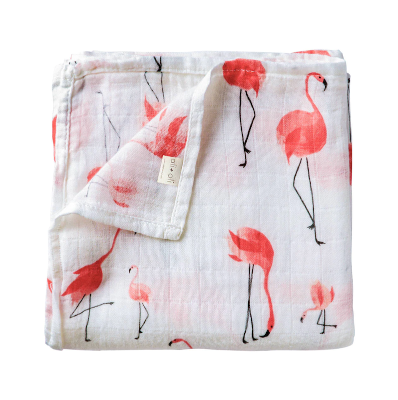 Ali + Oli Muslin Swaddle Blanket Flamingo
