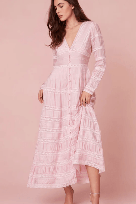 Ellitia Victorian Lace Maxi Dress Light Lilac / 6 Ellitia Victorian Lace Maxi Dress Light Lilac / 6
