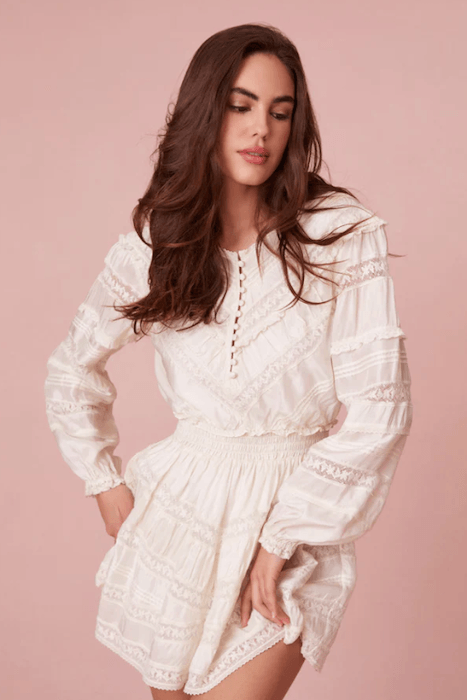 LoveShackFancy Jones Mini Dress Antique White KEEP Boutique LoveShackFancy Jones Mini Dress Antique White KEEP Boutique