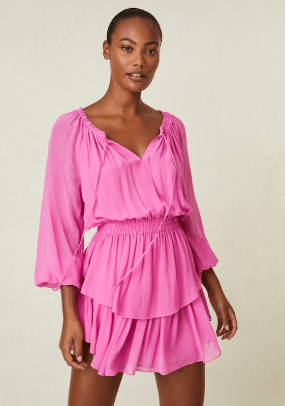 LoveShackFancy Popover Dress Pitaya