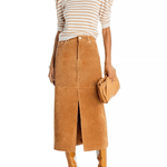 FRAME Ruched Sleeve Cashmere Sweater Camel Stripe