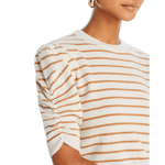 FRAME Ruched Sleeve Cashmere Sweater Camel Stripe