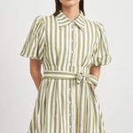 Cece Mini Dress Sage Stripe