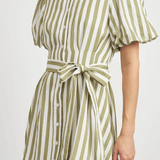 Cece Mini Dress Sage Stripe