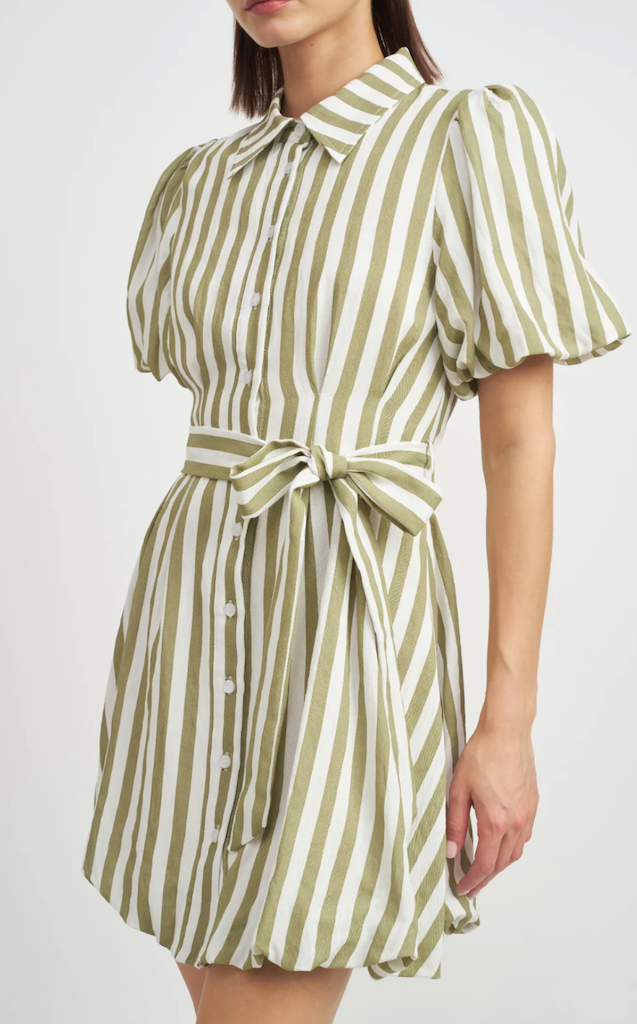 En Saison Cece Mini Dress Sage Stripe