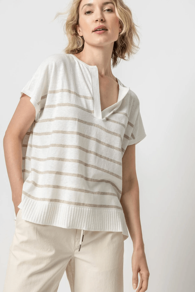 Lilla P Striped Split Neck Tunic