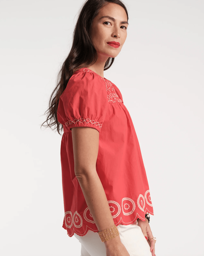 Frances Valentine Whit Embroidered Top