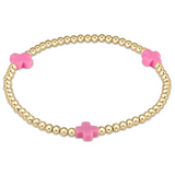 E Newton 3mm Bright Pink Cross Bracelet