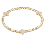 E Newton 3mm Off White Cross Bracelet