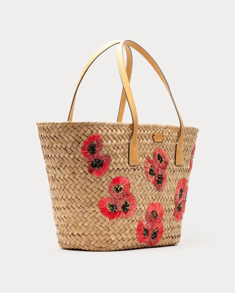 Frances Valentine Embroidered Staw Tote