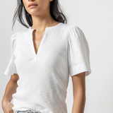 Lilla P Woven Sleeve Split Neck White