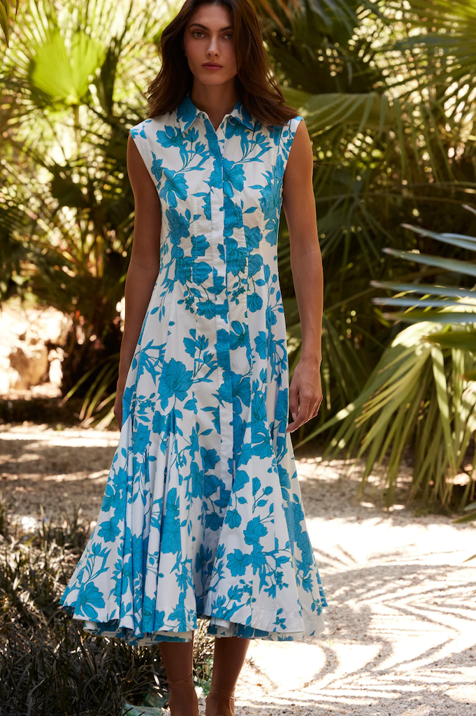 MISA LA Charlotte Dress Turquoise Flora