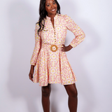 Peach & Lemon Belted Tunic Dress