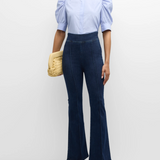 FRAME Ruched Puff Sleeve Shirt Chambray