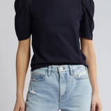 FRAME Draped Femme Short Sleeve Tee Navy