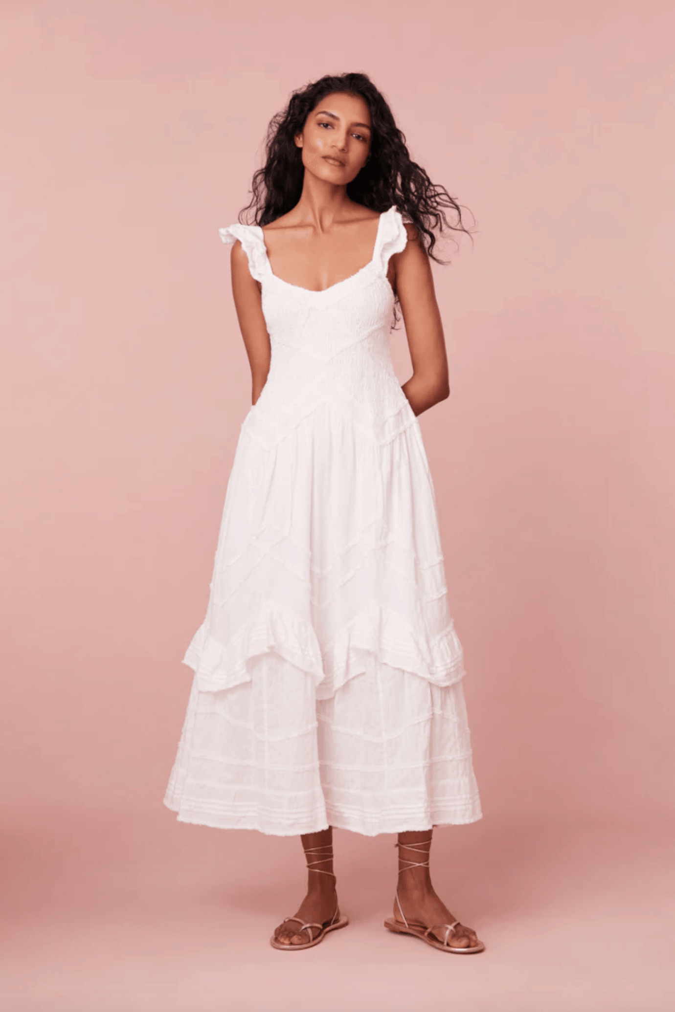 LoveShackFancy Brin Dress White