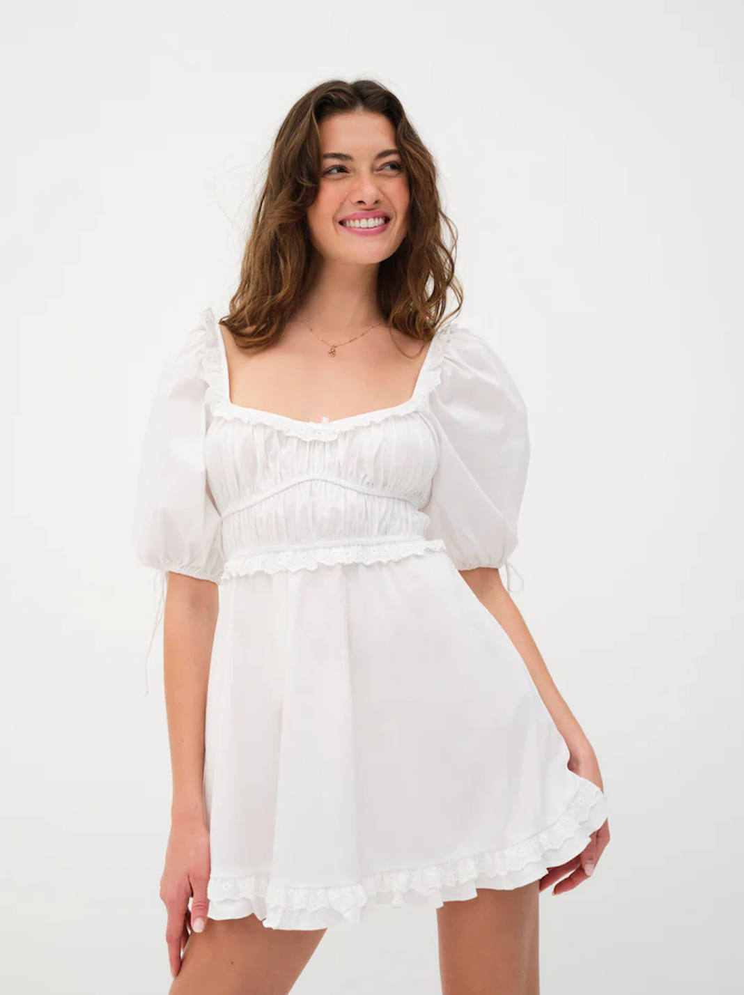 For Love & Lemons Jackson Mini Dress White