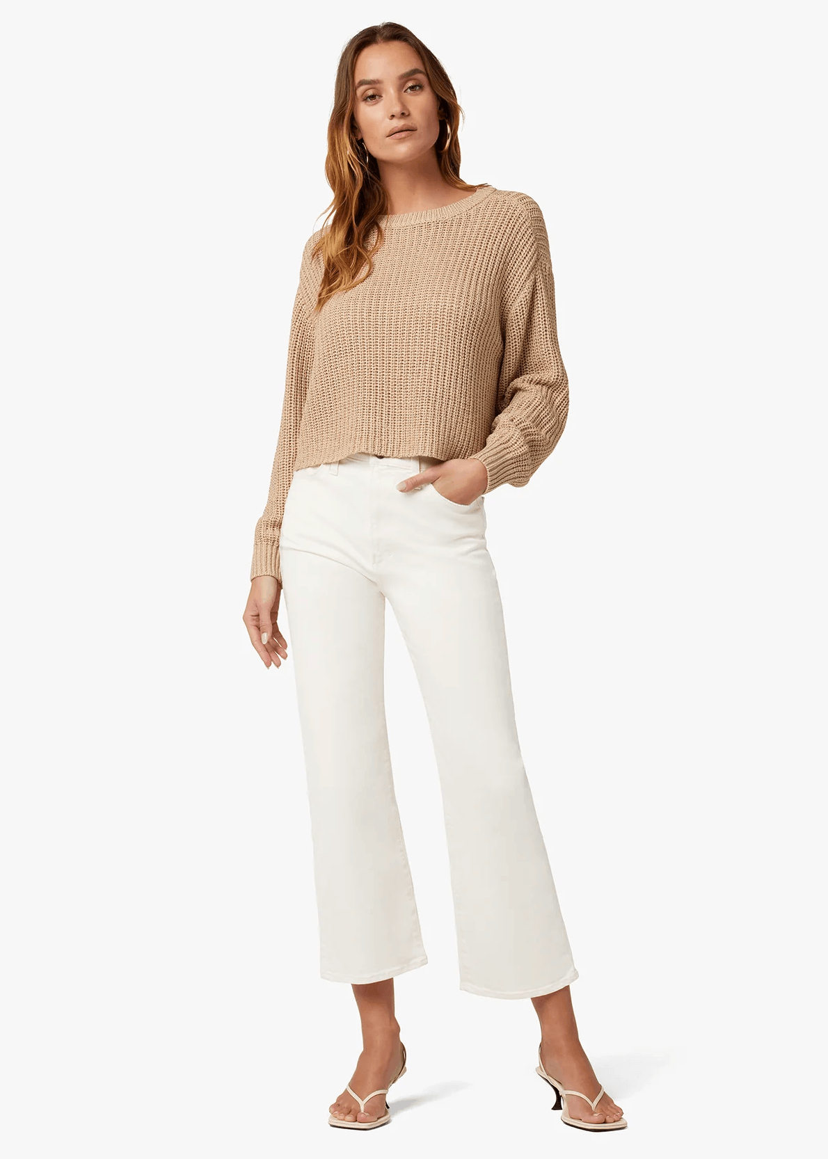 The Blake Wide Leg Crop Ecru