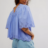 Free People Costa Eyelet Top Periwinkle