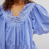 Free People Costa Eyelet Top Periwinkle