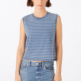 AMO Denim Sleeveless Babe Tee Indigo & White