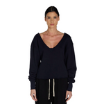 Les Tien Veronica Double V Roll Neck Navy