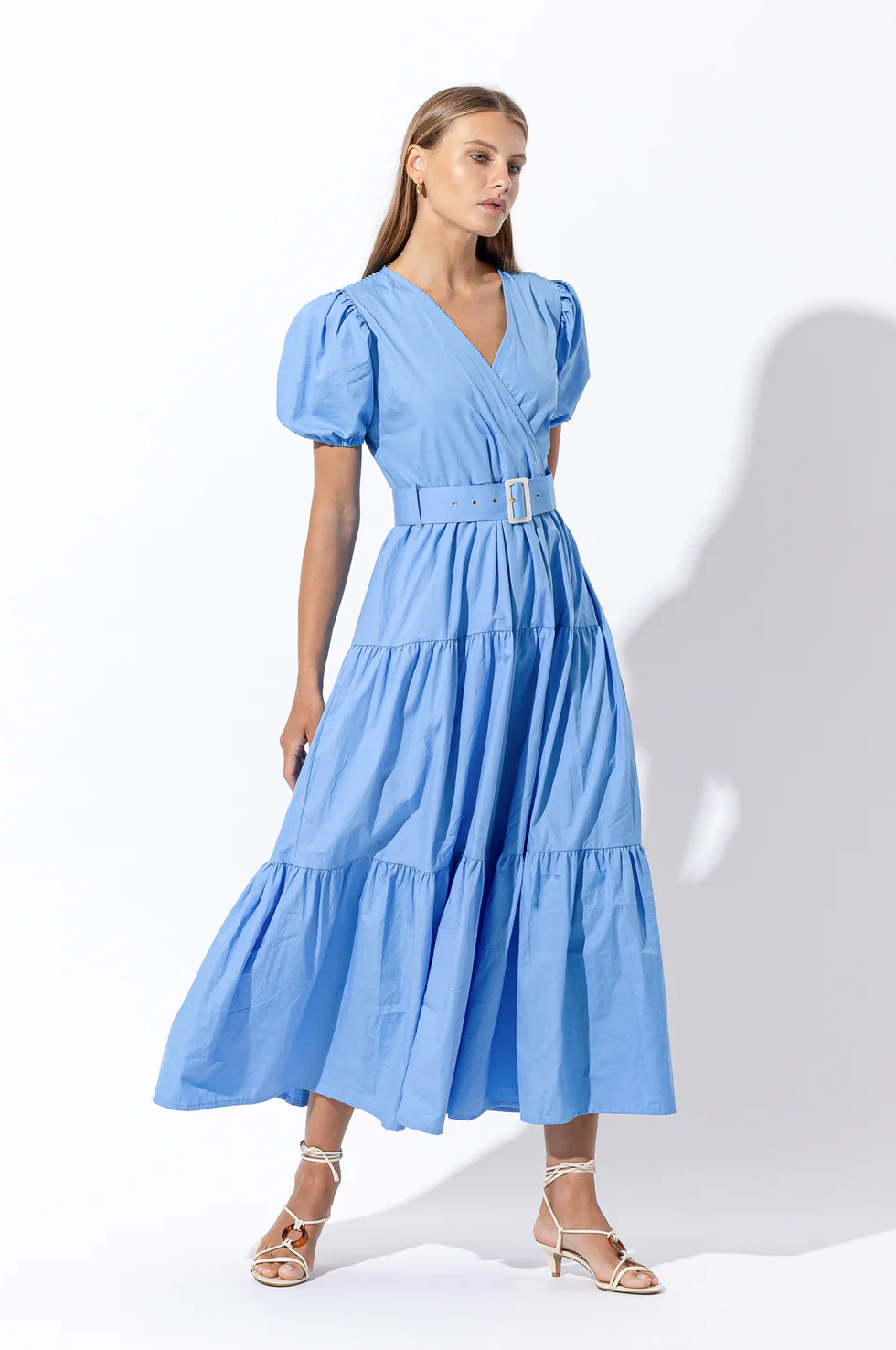 Lusana Remi Belted Maxi Dress Blu