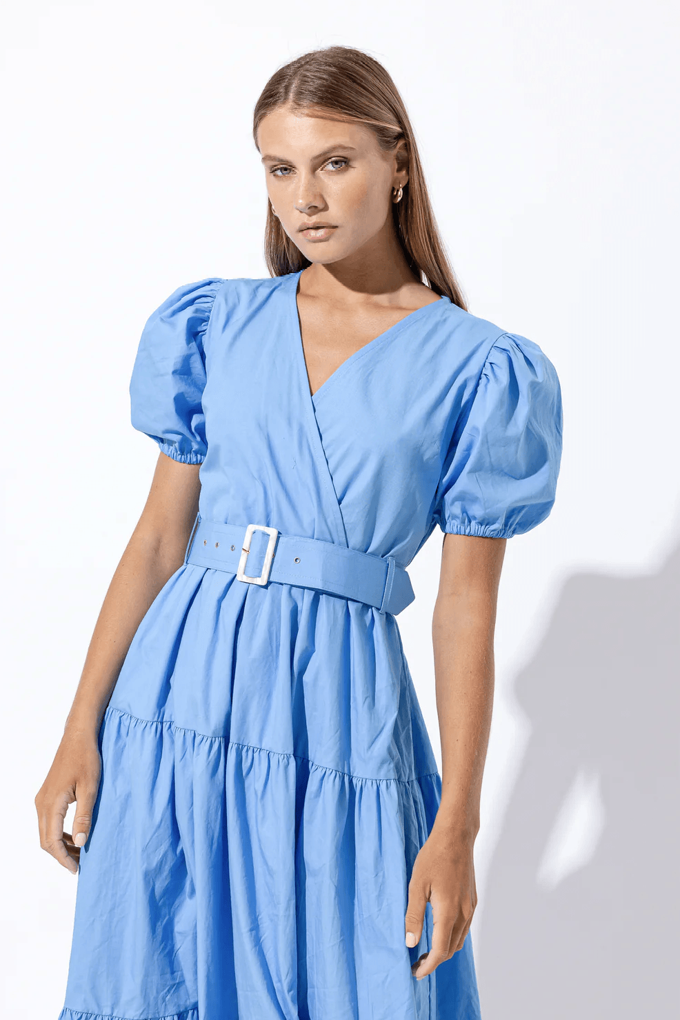 Lusana Remi Belted Maxi Dress Blu