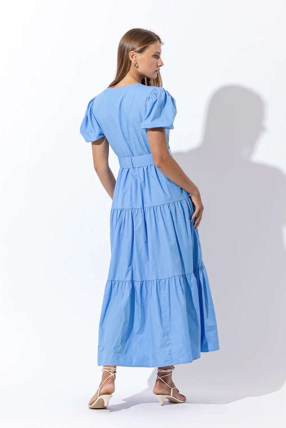 Lusana Remi Belted Maxi Dress Blu