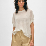 White + Warren Linen Ribbed Easy Tee White