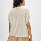 White + Warren Linen Ribbed Easy Tee White