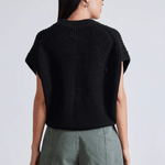 Oliva Linen Knit Woven Vest Black