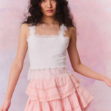 LoveShackFancy Ruffle Mini Skirt Bellerose Pink