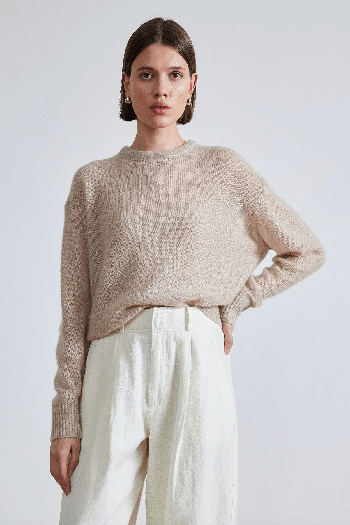 Apiece Apart Tissue Weight Sweater Sand