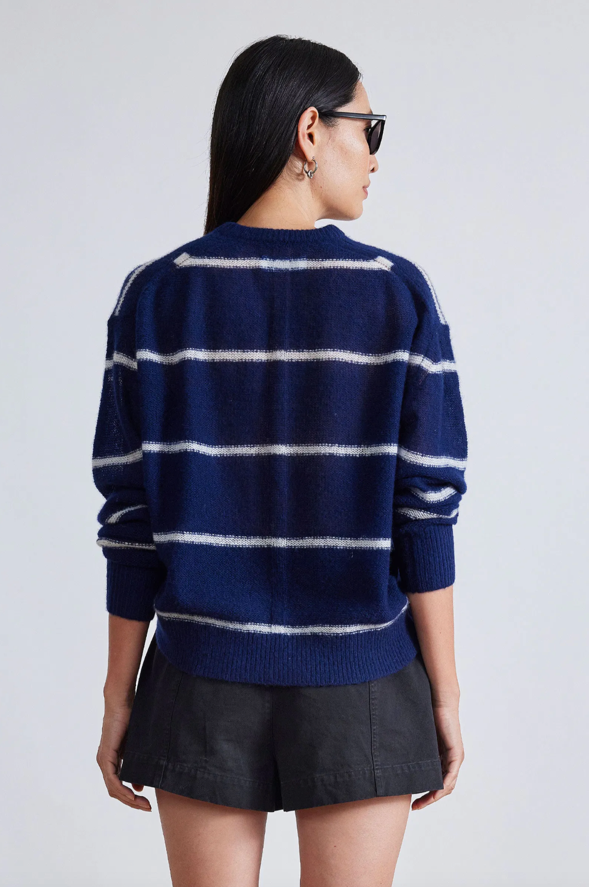Apiece Apart Tissue Weight Sweater Navy Stripe