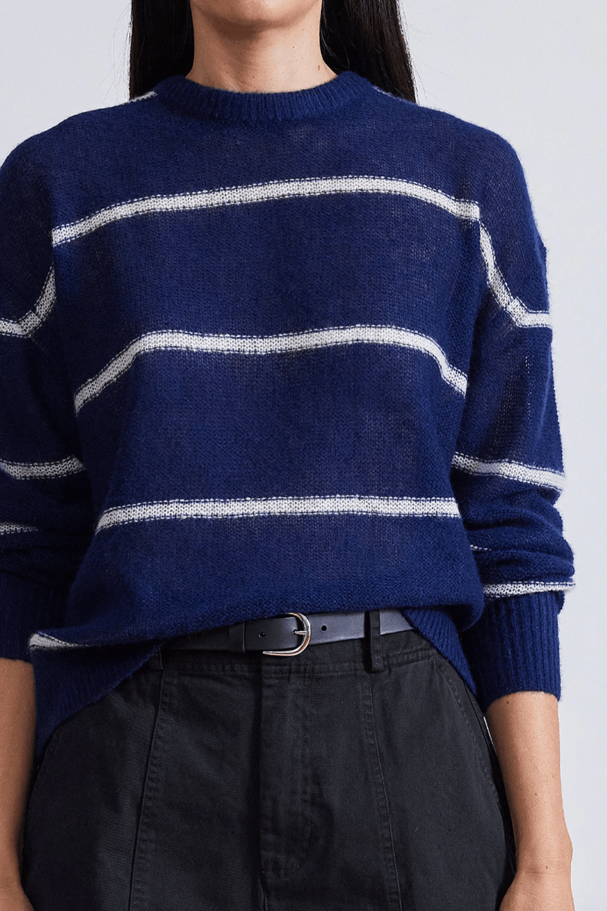 Apiece Apart Tissue Weight Sweater Navy Stripe