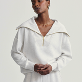 Catherine Half Zip Sweat Ivory Marl