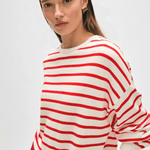 White + Warren Cotton Blend Drop Shoulder Sweatshirt White/Tomato