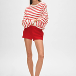 White + Warren Cotton Blend Drop Shoulder Sweatshirt White/Tomato