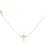 E Newton 17" Choker Simplicity Chain Classic Beaded Signature Cross Gold