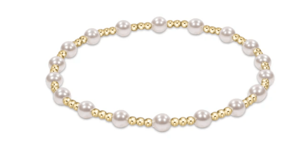 E Newton Classic Sincerity Pattern 4mm Bead Bracelet Pearl