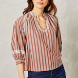 Eleanor Top Cotton Poplin Cappuccino White Stripe