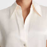 Silk Cap-Sleeve Ruched-Back Blouse